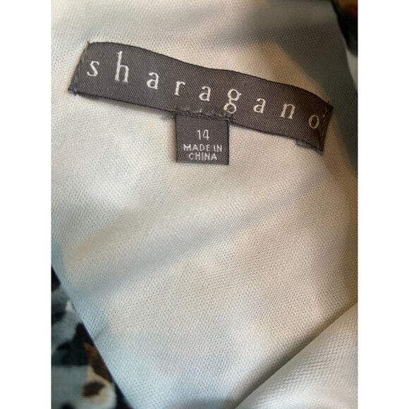 Sharagano NWT Leopard Print Mockneck Chiffon A-Line Dress Size 14 - Picture 6 of 9